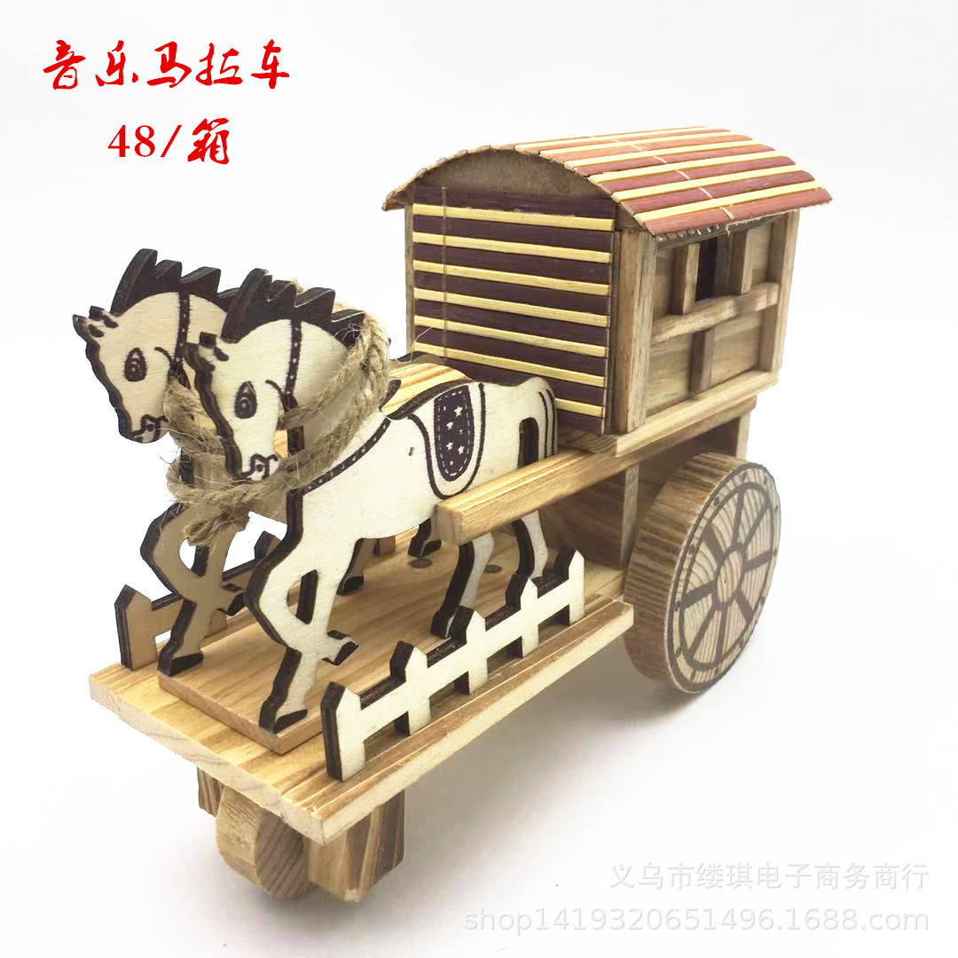 Wooden antique music carriage