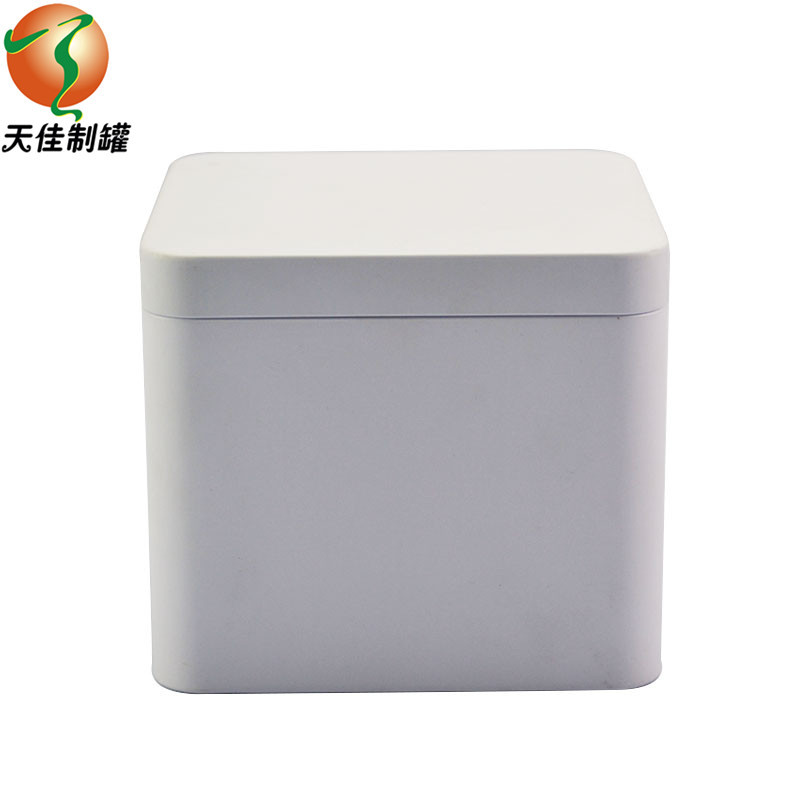 批发亚白方形马口铁盒中号正方形茶叶铁盒子爆款缩口金属盒厂家