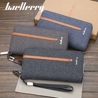 Мужской длинный кошелек Baellerry из холщовой ткани на молнии, ретро-стиль, повседневный, с множеством слотов для карт, наручный клатч