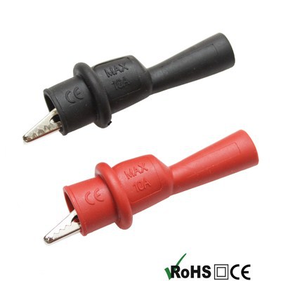 通用万用表笔夹鳄鱼夹测电线护套夹电池电源延长夹圆筒鳄鱼夹