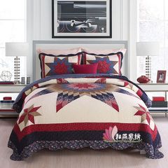 Cross-border three-piece bedding set, American handmade patchwork quilt, pure cotton air-conditioning quilt, King code handmade quilt bed cover