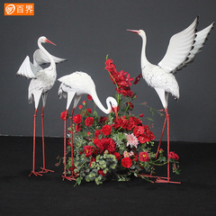 百界鐵藝丹頂鶴擺件仿真白鷺戶外裝飾飛鳥家居戶外草坪仙鶴擺件