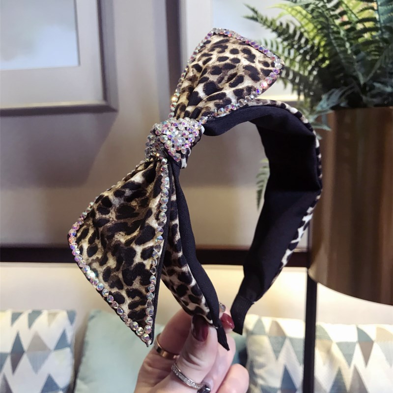 Corea del Sur nuevo diamante calidad accesorios para el cabello coreano leopardo rhinestone Super flash arco borde ancho diadema las señoras nuevo