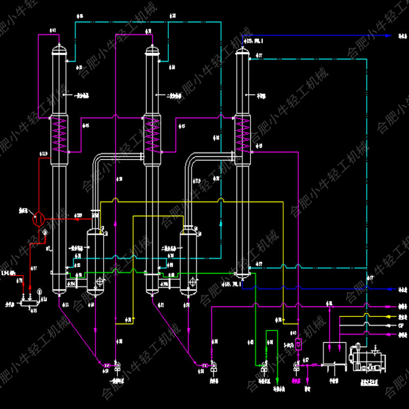 蒸发器厂家供应单双三多效管式真空减负压低温浓缩小型降膜蒸发器