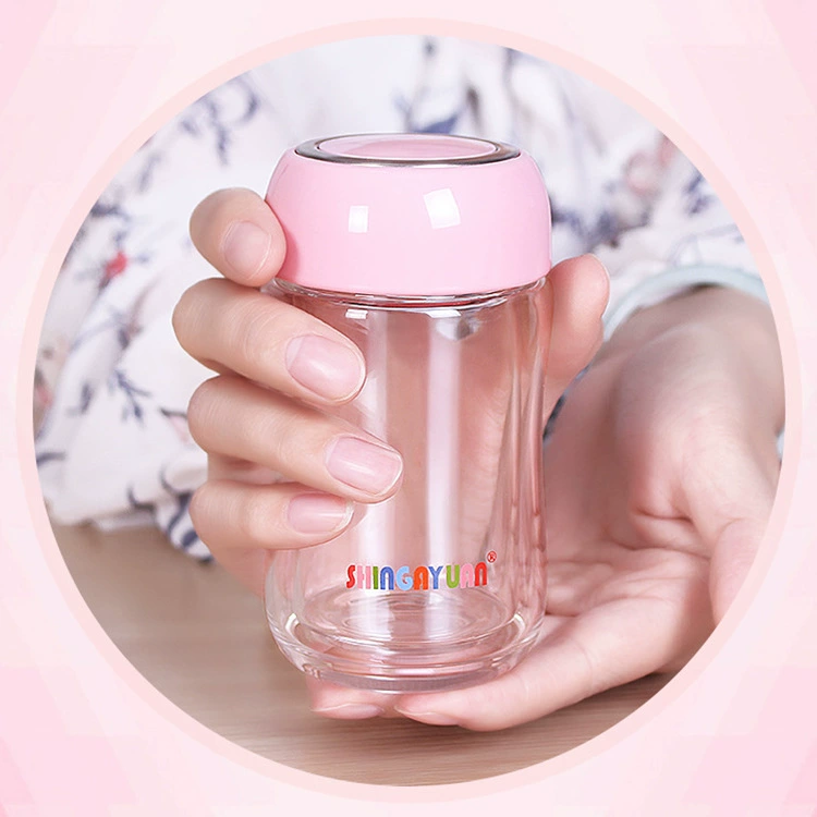 Double-layer glass fashionable mini cup, Birthday gift