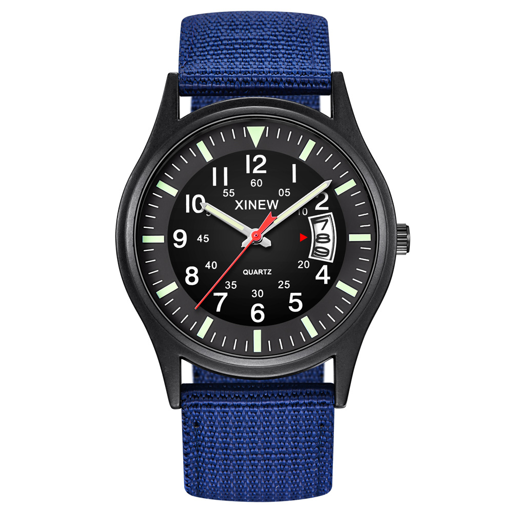 XINEW marca reloj de los hombres de moda correa de nylon reloj de comercio exterior nuevo calendario reloj de cuarzo reloj deportivo estudiante