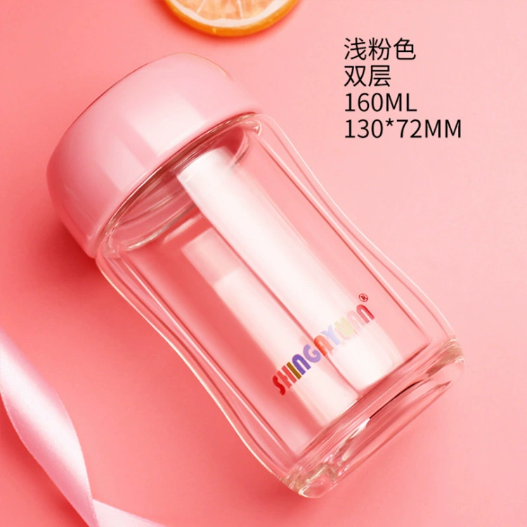 Double-layer glass fashionable mini cup, Birthday gift