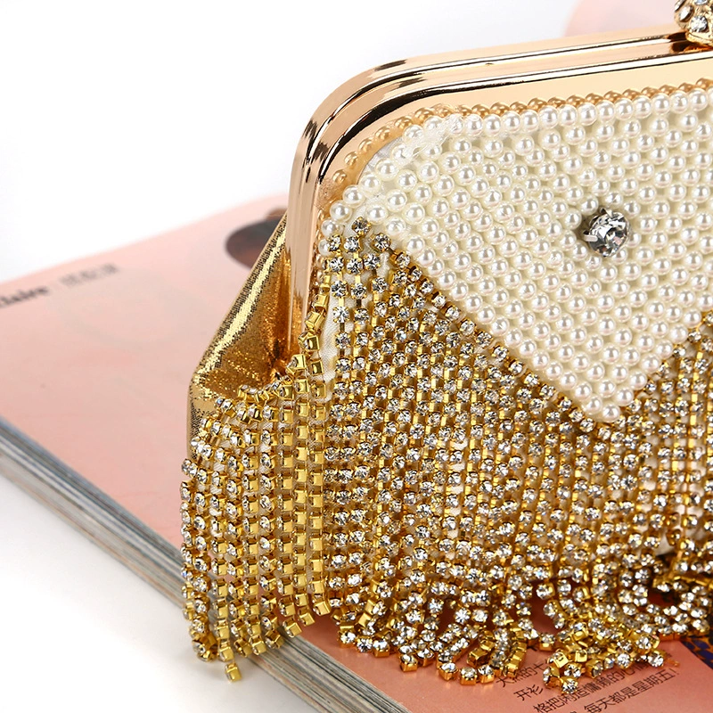Кроссборд rhinestone Su Dinner Bag Ladies Pearl Handbag Bag Diamond Chain Evening Bag Clutch Bags