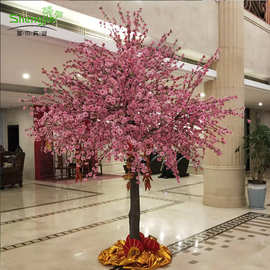 仿真桃花树酒店大堂节日庆典装饰绢布假花树造景落地装饰仿真花树