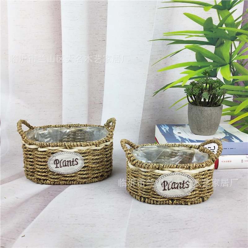 Maceta Tejida de Rattán con Asa – Ideal para Suculentas, Decoración o como Cesta de Frutas