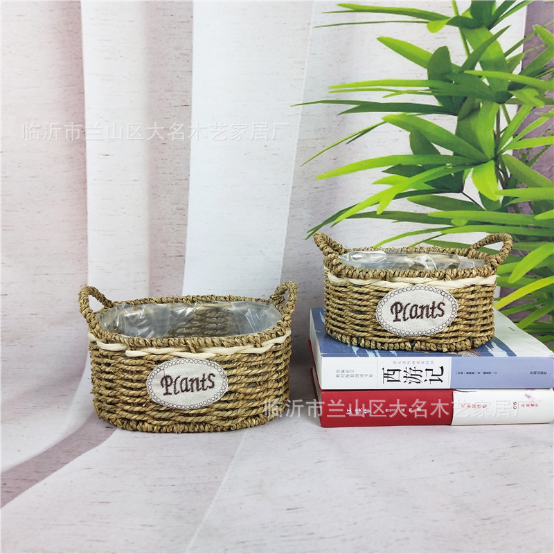 Maceta Tejida de Rattán con Asa – Ideal para Suculentas, Decoración o como Cesta de Frutas