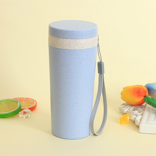 Manufacturer Direct Supply Double-layer Creative Plastic Maize Aroma Cup Wheat Straw Water Cup with Logo Printing for Gifts and Advertising