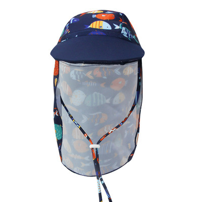 Niños y niñas protección solar gorro de natación playa juego cuello protección sombrero para el sol gorro de natación protección para los oídos sombrero de tela sombrero para el sol