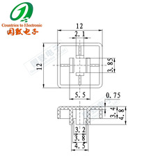 12*12紅白黑綠藍色按鍵帽方頭A14連體平腳配12x12x7.3mm輕觸方型