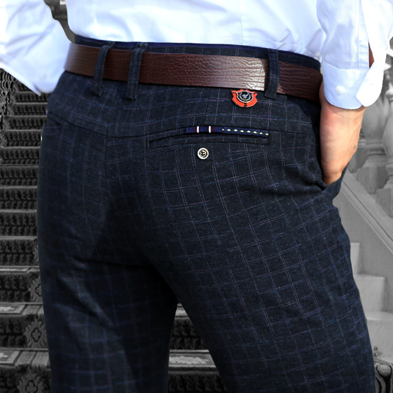 Men's Plaid Cotton-Linen Casual Pants Image 2