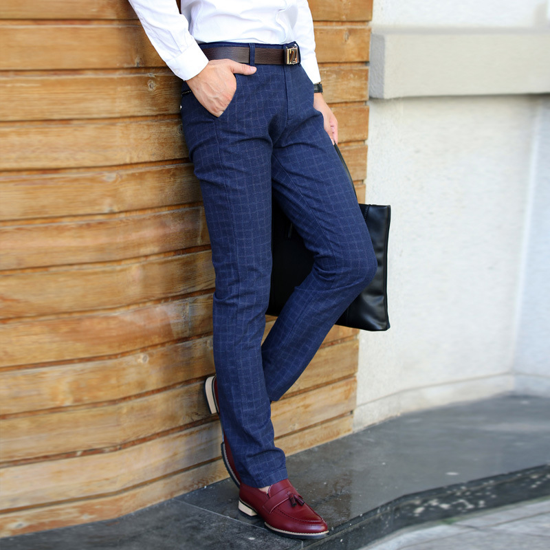 Men's Plaid Cotton-Linen Casual Pants Image 3