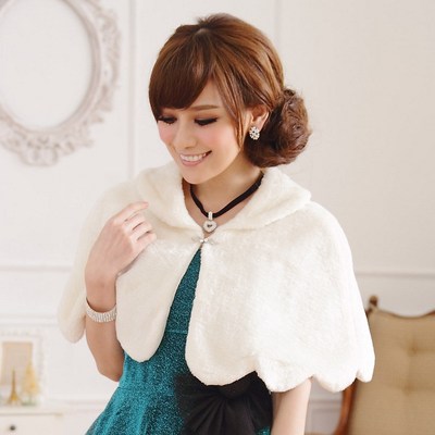 新款女装秋冬晚宴披肩斗蓬毛毛对扣大码胖MM短外套9357|ms
