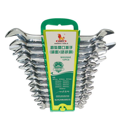 威力狮 12件套双开口扳手套装6-32MM呆扳手组套 两用扳手 W0328AE