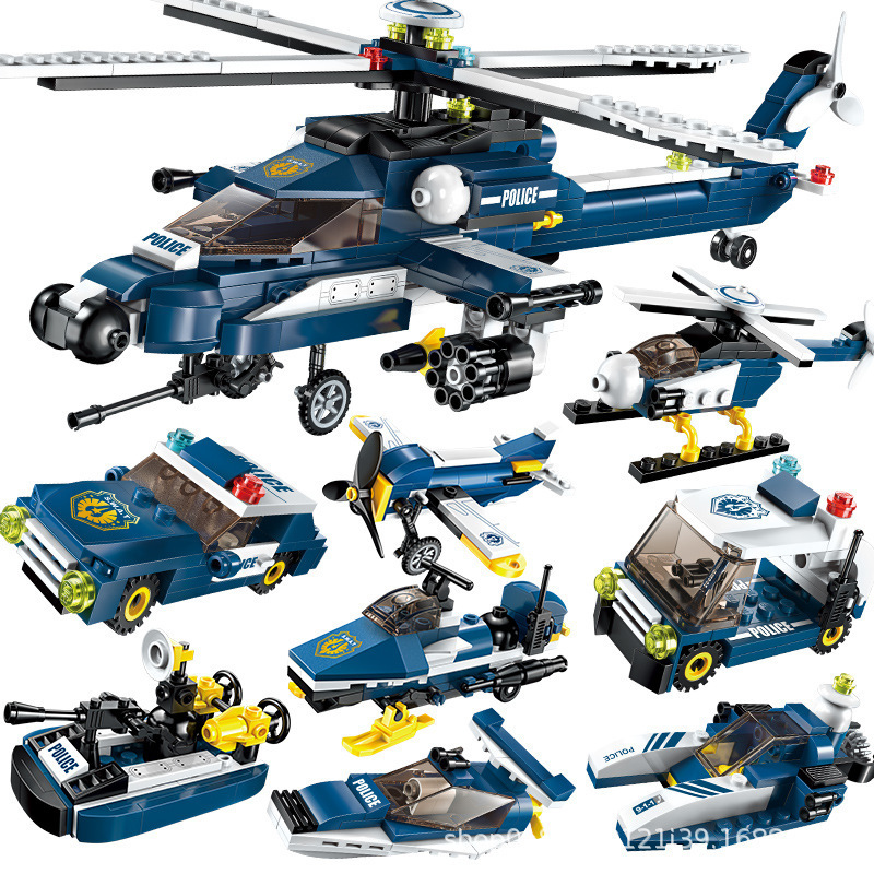 Enlightenment Building Blocks 1801 Storm Armed Helicopter Hot Selling Military Eight-in-One Intelligence Assembled Building Blocks Toys