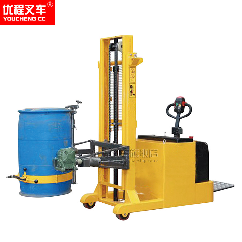 Vehículo de elevación eléctrica de Youcheng, camión de elevación de barril de aceite, camión de descarga de barril de hierro, camión de volcado eléctrico de barril de batería