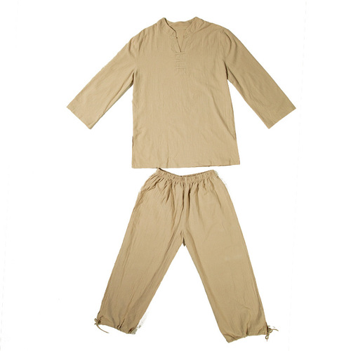 Fitness cotton and linen yoga outfit, monastic attire for meditation and sitting, power visualization Tai Chi outfit, tea ceremony outfit set, one-piece drop shipping