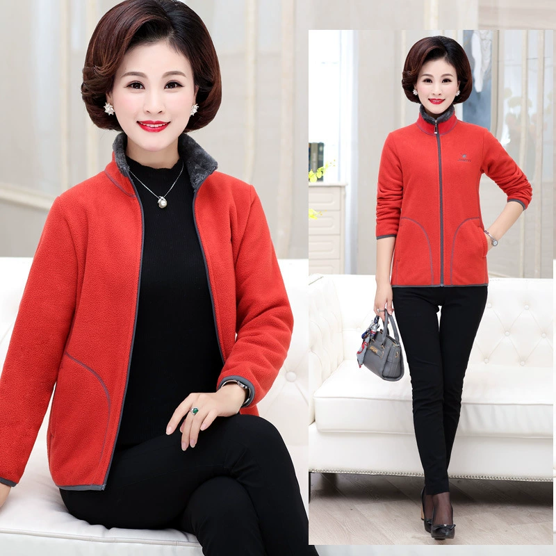 Осенне-зимняя новая Женская флисовая куртка среднего и пожилого возраста, Женская куртка, утолщенный Повседневный свитер для мамы на флисовой подкладке