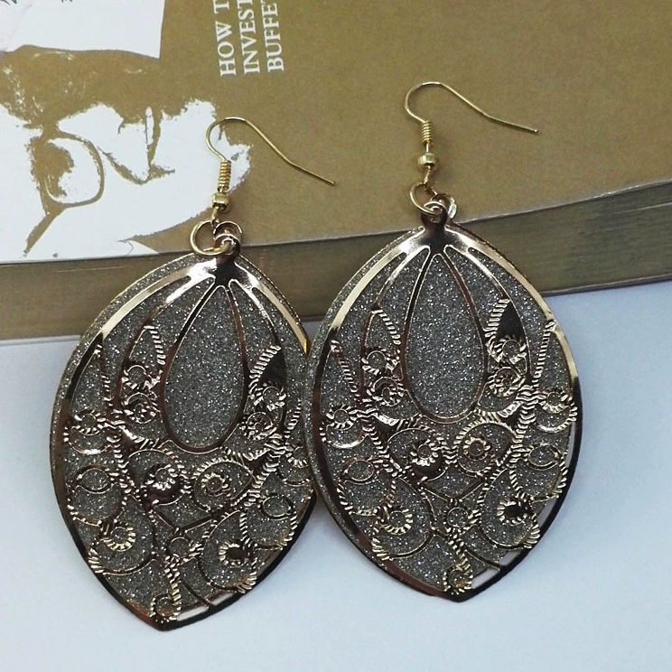 Earrings — European punk style, metallic twists and drops, gold/silver/black, lightweight