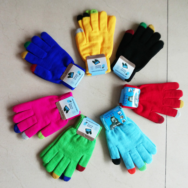 Teléfono móvil de pantalla táctil multicolor para hombres y mujeres al por mayor de fábrica con guantes de pantalla táctil de punto cepillado