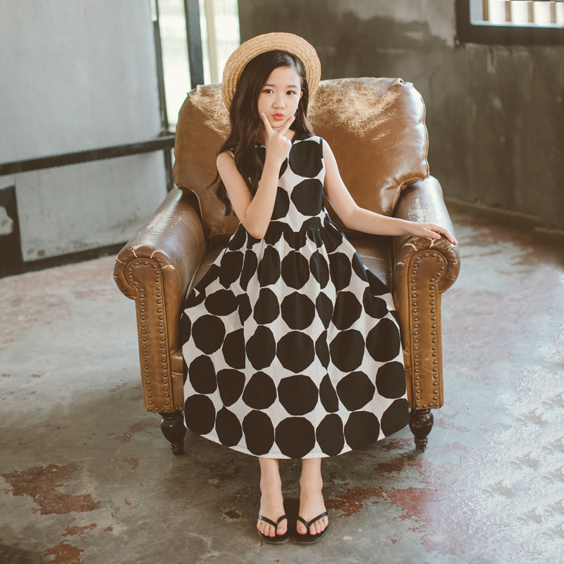 Vestido de verano para niñas Vestido medio y grande falda para niños 2023 nuevo Vestido de playa de algodón puro impreso padre-hijo madre-hija moda