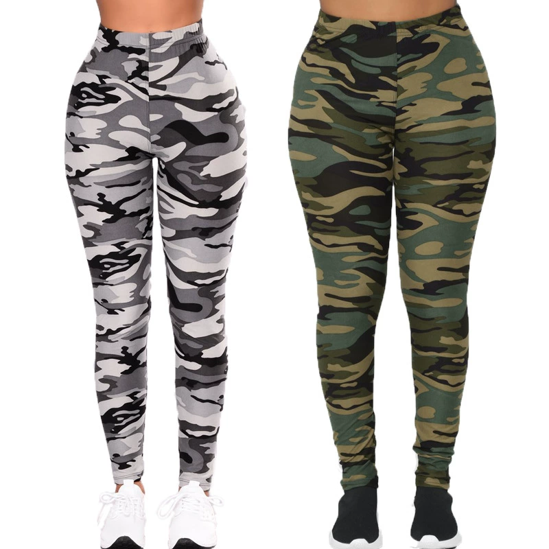 Брюки-леггинсы в камуфляжном стиле Camouflage, повседневные, большой размер