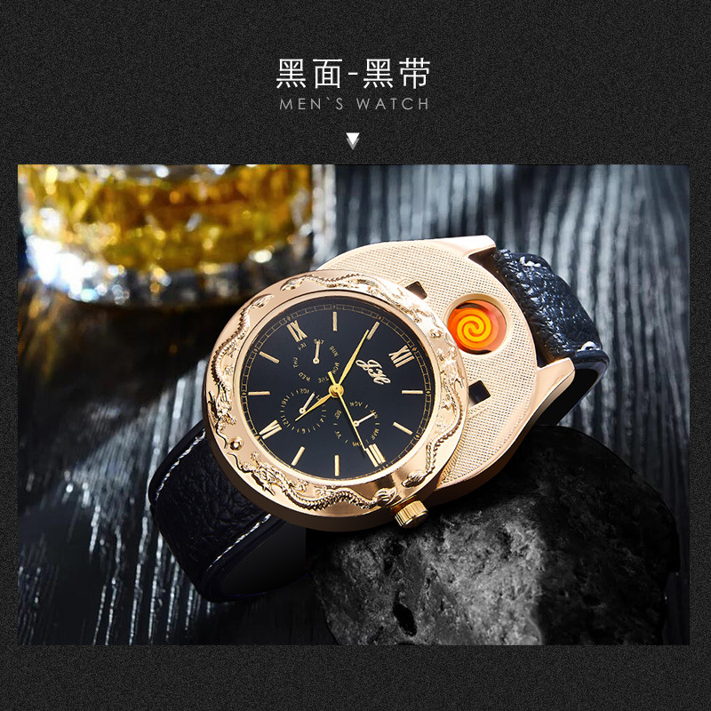 골드 프레임 블랙 스트랩 화이트 다이얼