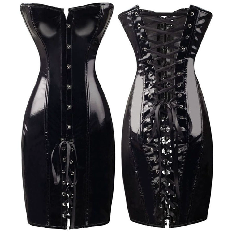 PVC-корсетный талия-тренер платье, женское shapewear, шнуровка, размеры S–XXL