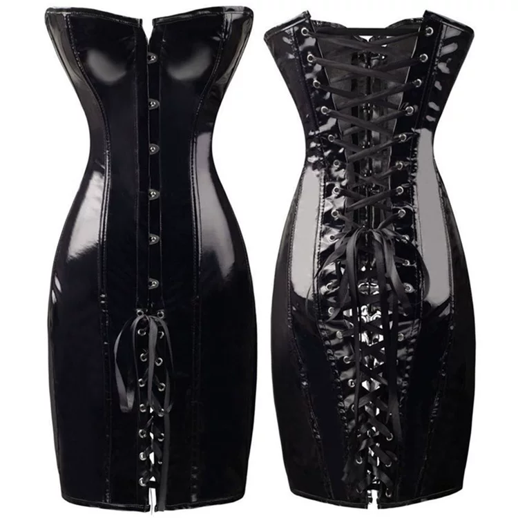 PVC-корсетный талия-тренер платье, женское shapewear, шнуровка, размеры S–XXL