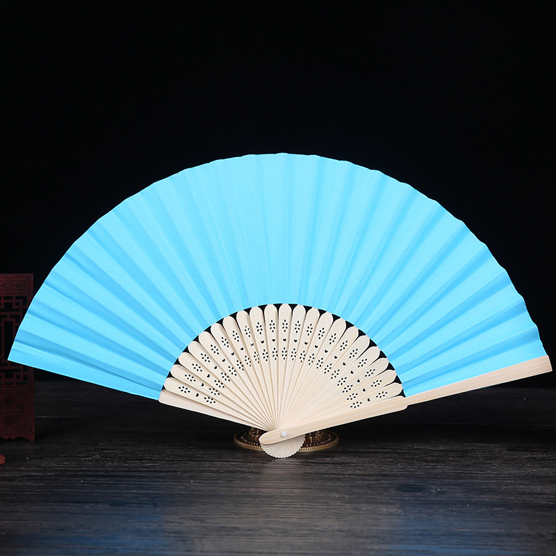 Suministro transfronterizo de abanicos plegables en blanco de 7 pulgadas para pintar y colorear para niños, abanicos de papel para manualidades creativas de bricolaje para jardín de infantes, abanicos de color sólido. image 14