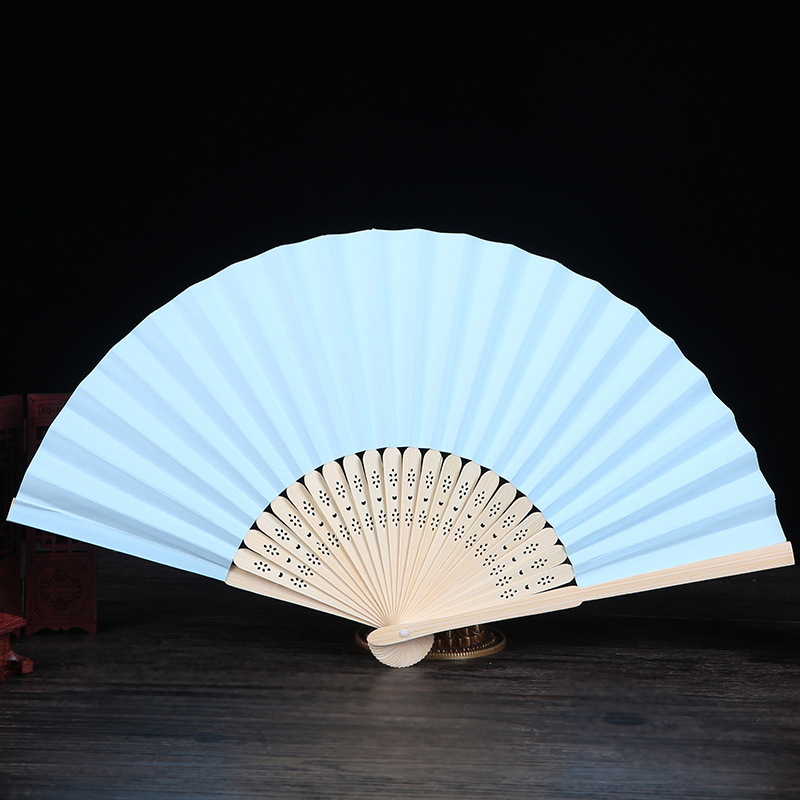 Suministro transfronterizo de abanicos plegables en blanco de 7 pulgadas para pintar y colorear para niños, abanicos de papel para manualidades creativas de bricolaje para jardín de infantes, abanicos de color sólido. image 8