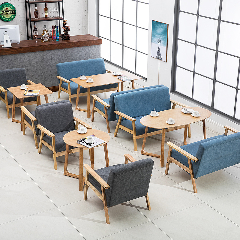 甜品奶茶店西餐咖啡厅桌椅组合休闲餐厅办公室双人卡座布艺沙发