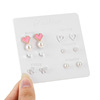 Universal earrings, set, zirconium from pearl, silver needle, Korean style, silver 925 sample