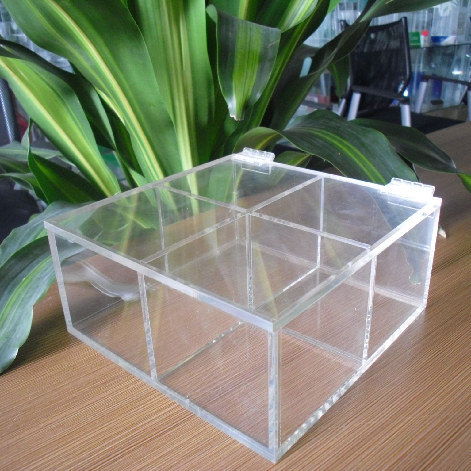亚克力展示盒 四格透明分类盒 活页开启包装盒 收纳盒定 制加工