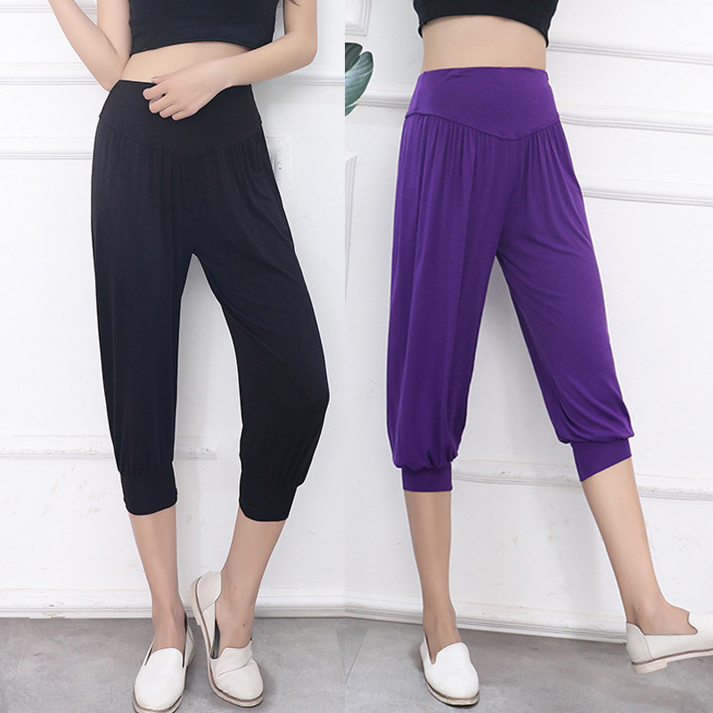 Modal Dance Capri Pants for Women, Summer Loose Fit, Plus Size, Slimming Jogger Pants, High-Waisted Casual Pants, Harem Yoga Pants