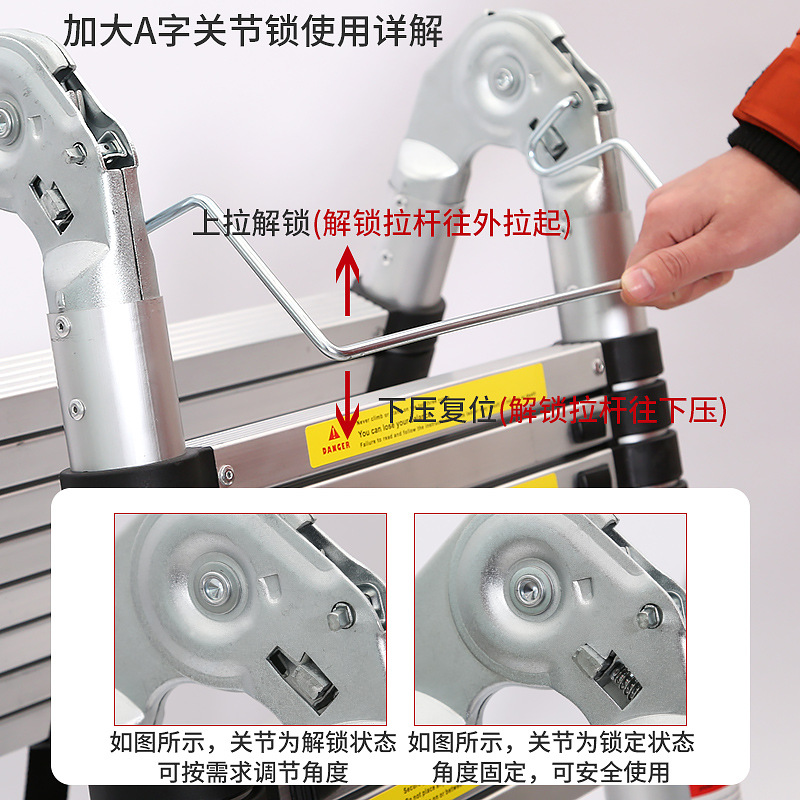 escalera retráctil portátil escalera multifuncional escalera doméstica escalera plegable de aleación de aluminio gruesa