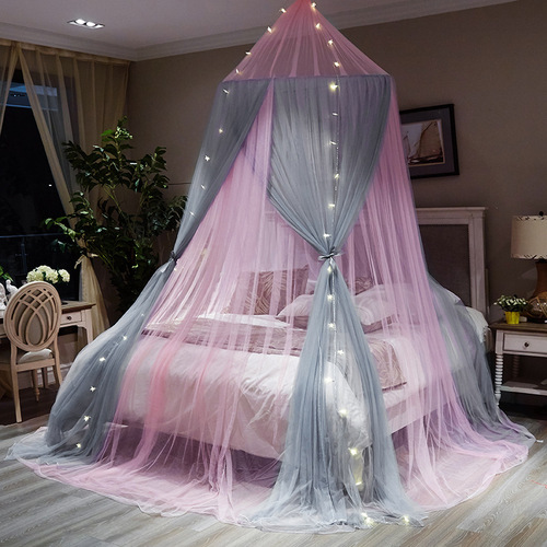New European-style double-layer circular ceiling mosquito net with the same style as the Internet celebrity's girly princess style three-door floor-standing mosquito net