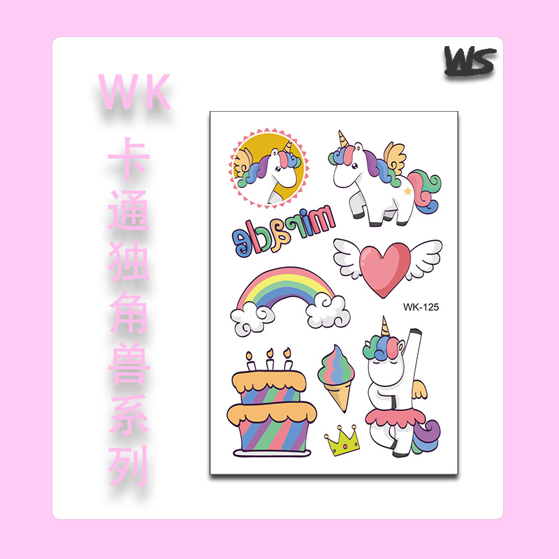Tatuajes Temporales Infantiles de Unicornio y Sirena Papel de Transferencia de Agua Multicolor para Niños