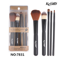 可俐多功能美容化妝套刷黑色木杆五支刷便攜色旅行裝化妝工具批發