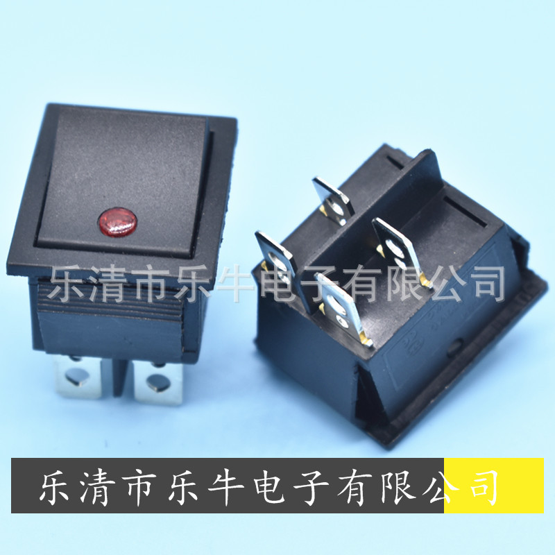 猫眼灯船型开关 KCD4 4脚LED翘板开关 12V 24V 220V 猫眼电源开关
