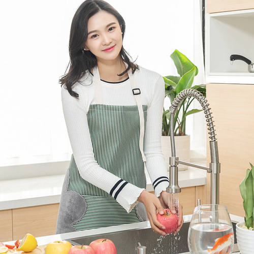 Adjustable fabric, hand-wipeable, housework apron, striped, oil-proof, fashionable cooking and cooking kitchen blouse, logo printable