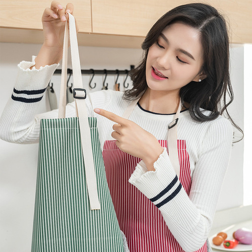Adjustable fabric, hand-wipeable, housework apron, striped, oil-proof, fashionable cooking and cooking kitchen blouse, logo printable
