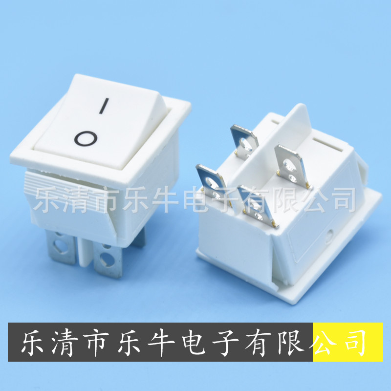 白色船型开关KCD4 4脚白色翘板开关16A白色电源开关 白色电器开关