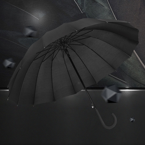 Straight 16K steel frame straight umbrella plain long handle umbrella with printed LOGO advertising umbrella