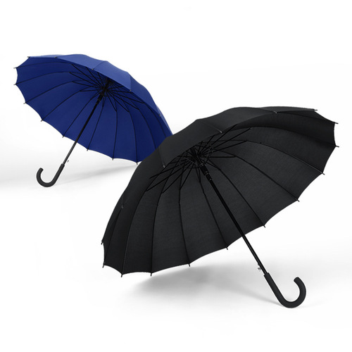 Straight 16K steel frame straight umbrella plain long handle umbrella with printed LOGO advertising umbrella