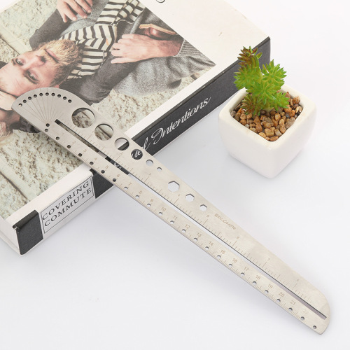 Large multifunctional stainless steel tool scale ruler office compass protractor inner hexagon EDC outdoor tool
